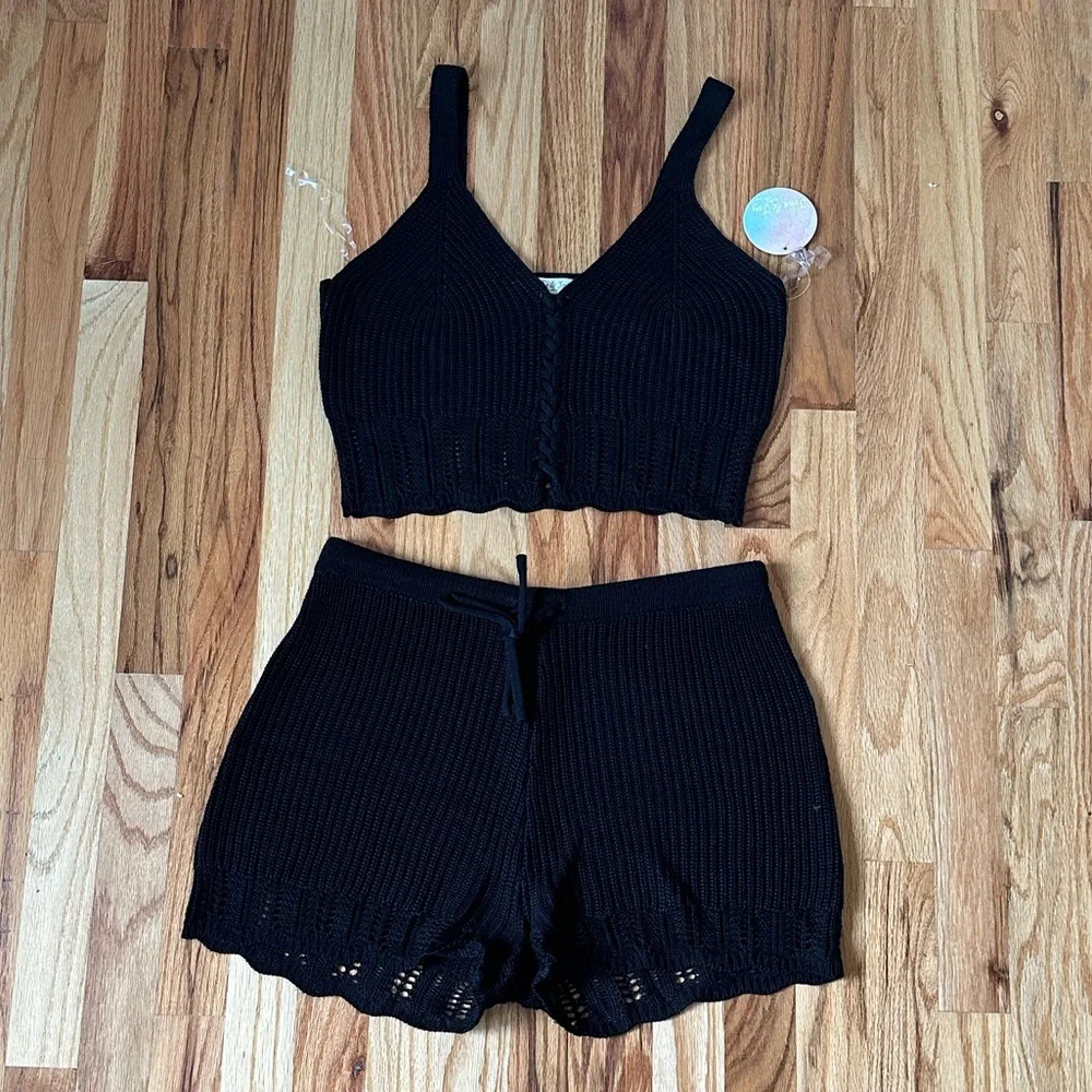 Two Pice Summer Knit Set with Shorts & Top